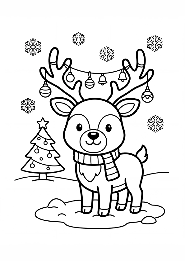 Cute Christmas Reindeer coloring page
