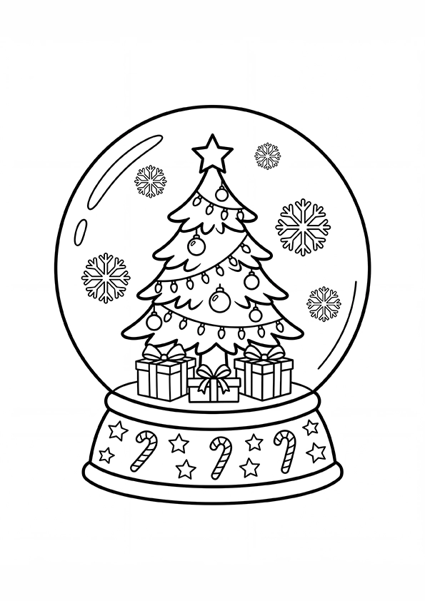 Snow Globe Christmas Tree coloring page