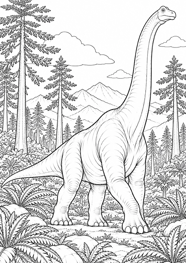 Brachiosaurus Ancient Forest coloring page