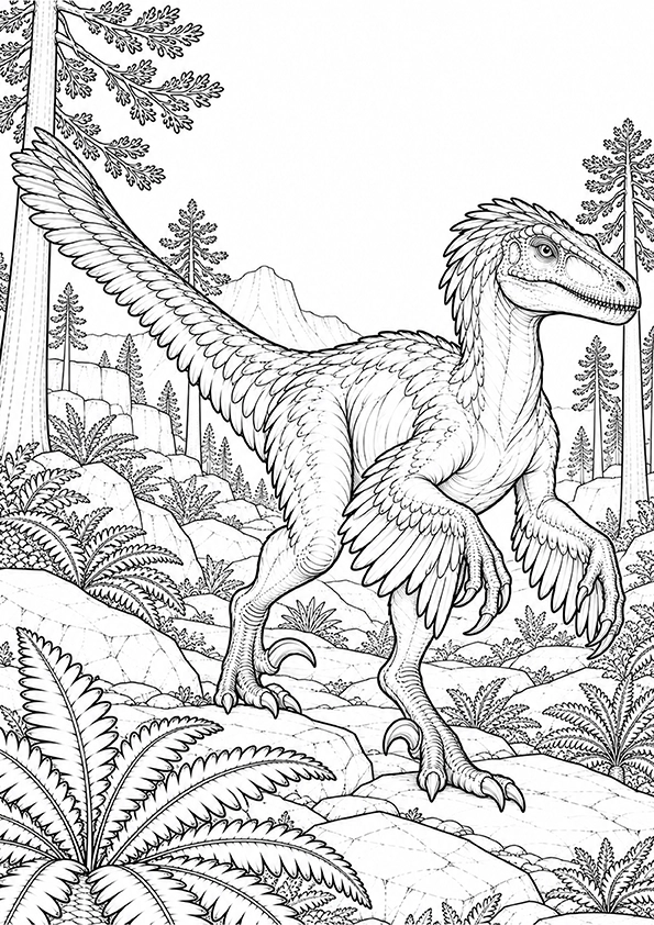 Deinonychus Rocky Woodland coloring page