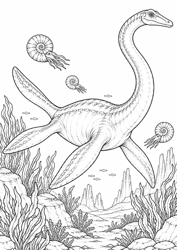 Plesiosaurus Ancient Sea coloring page