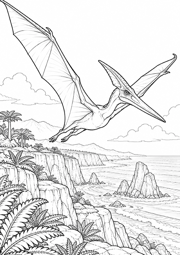 Pterodactyl Coastal Cliffs coloring page