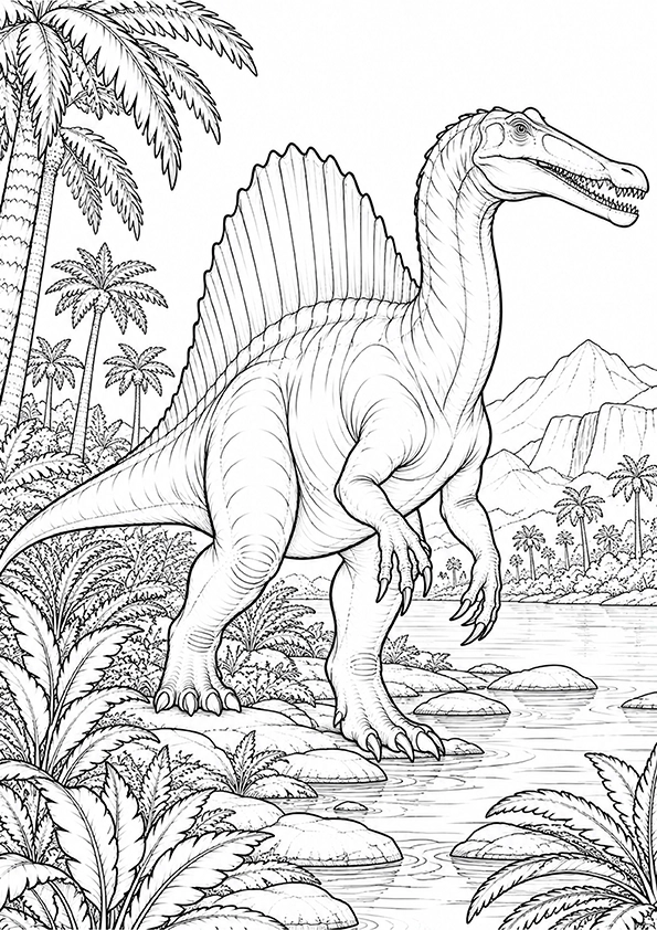 Spinosaurus River Hunter coloring page
