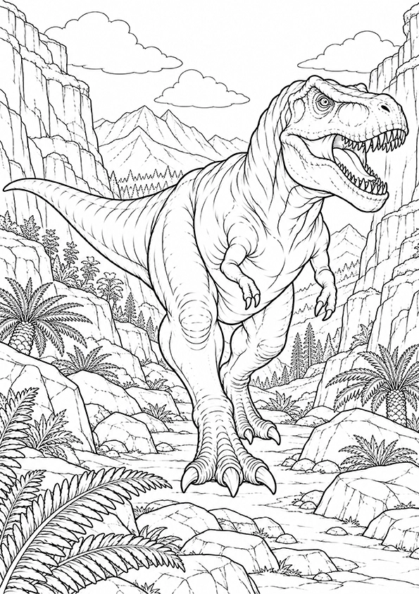 T Rex Mountain Pass coloring page