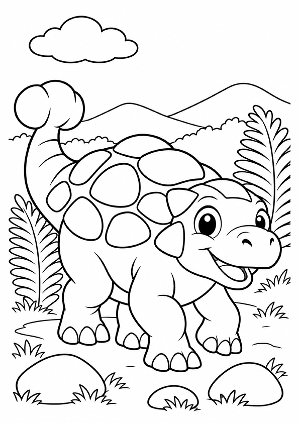 Ankylosaurus On The Trail coloring page