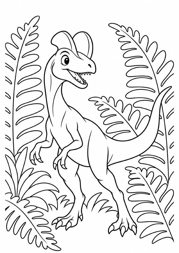 Dilophosaurus In The Ferns coloring page