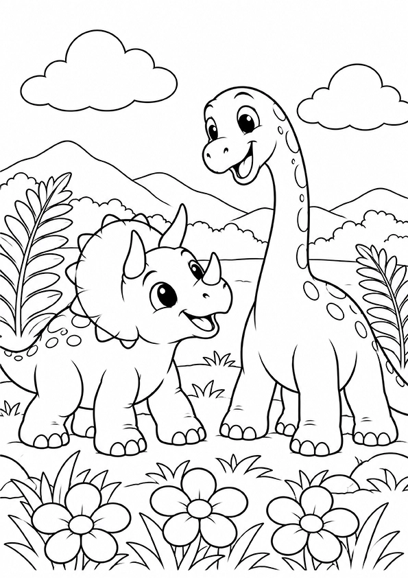 Dinosaur Friends coloring page