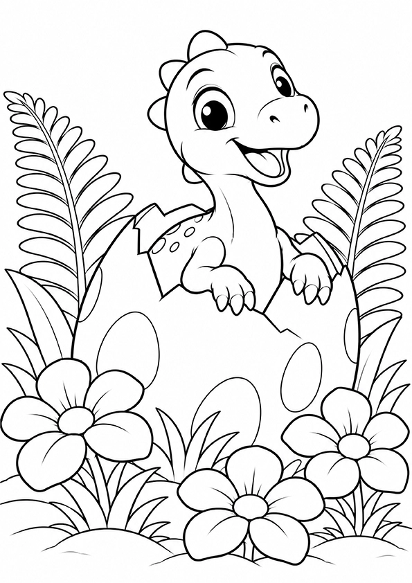 Dinosaur Hatching coloring page