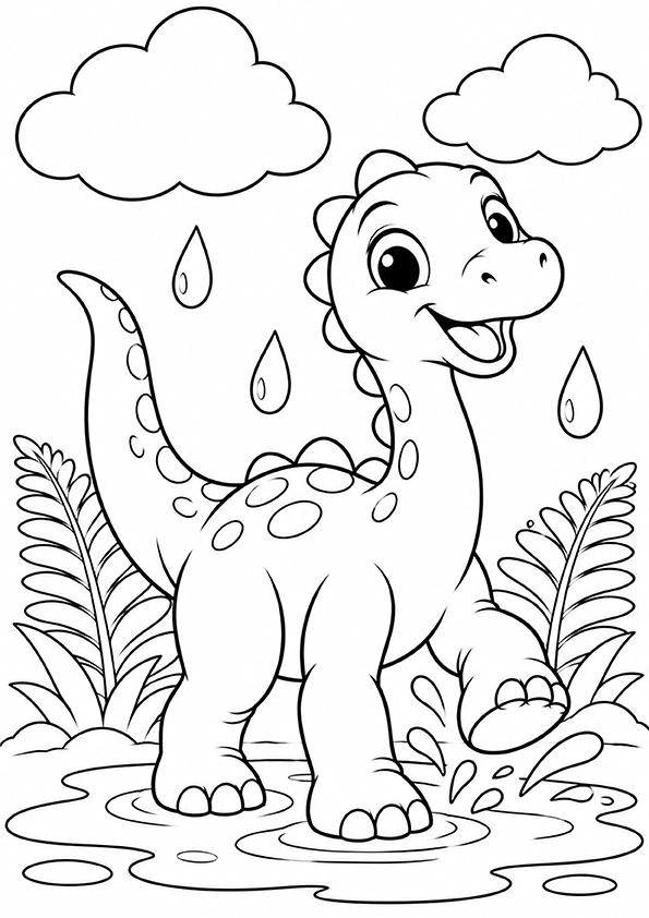 Dinosaur In The Rain coloring page