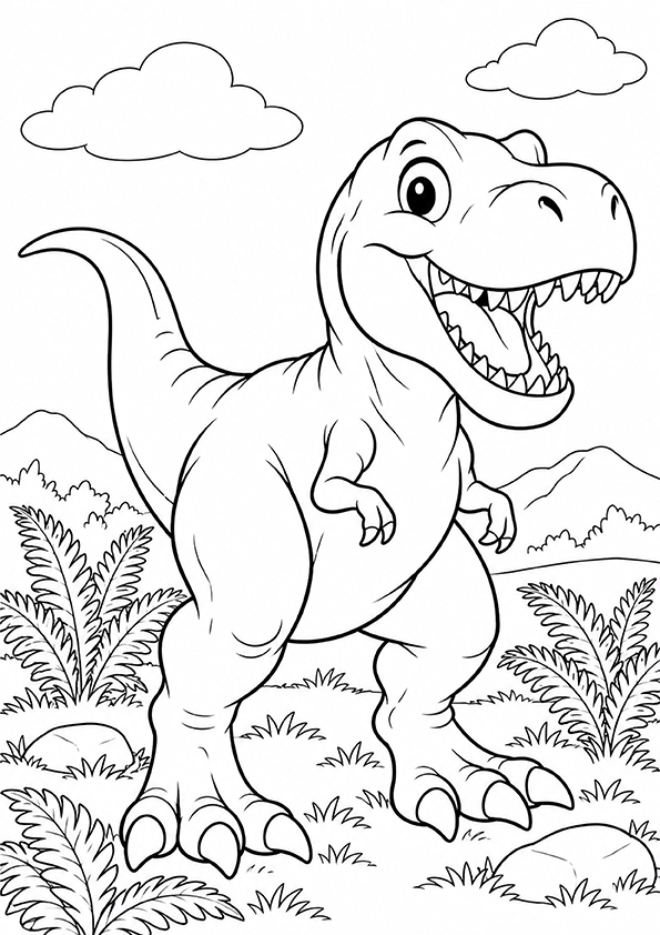 Happy T Rex coloring page