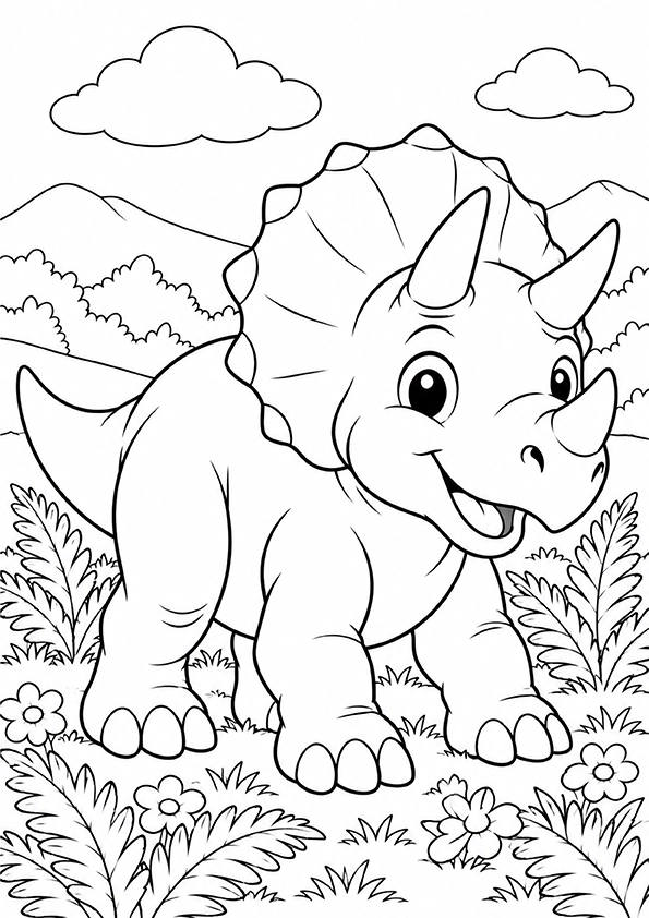 Little Triceratops coloring page
