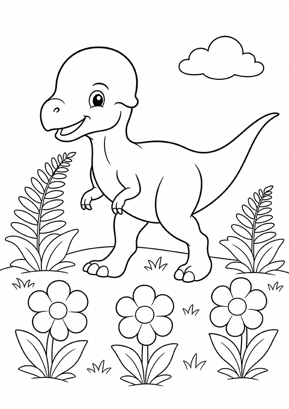 Pachycephalosaurus In The Meadow coloring page