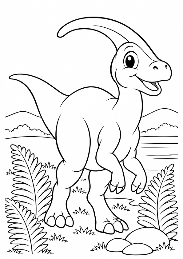 Parasaurolophus By The Lake coloring page