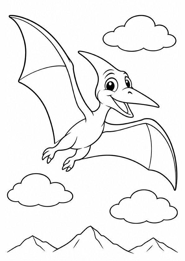Pterodactyl In The Clouds coloring page