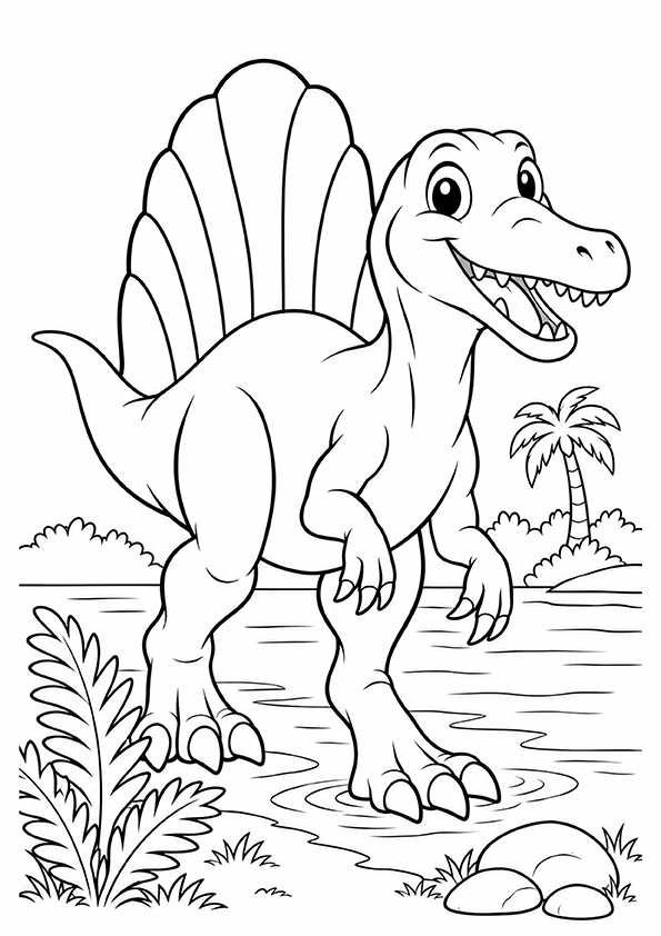 Spinosaurus By The Water coloring page