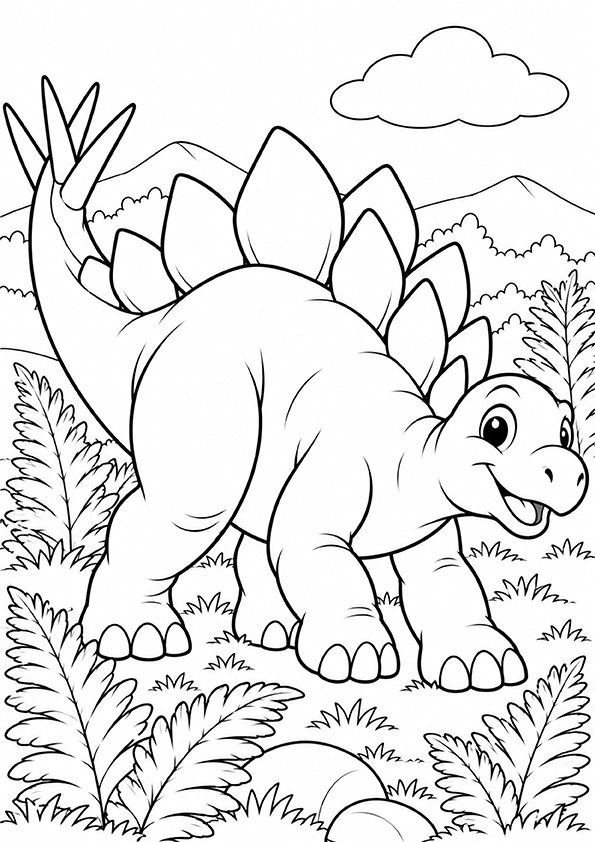 Stegosaurus In The Ferns coloring page