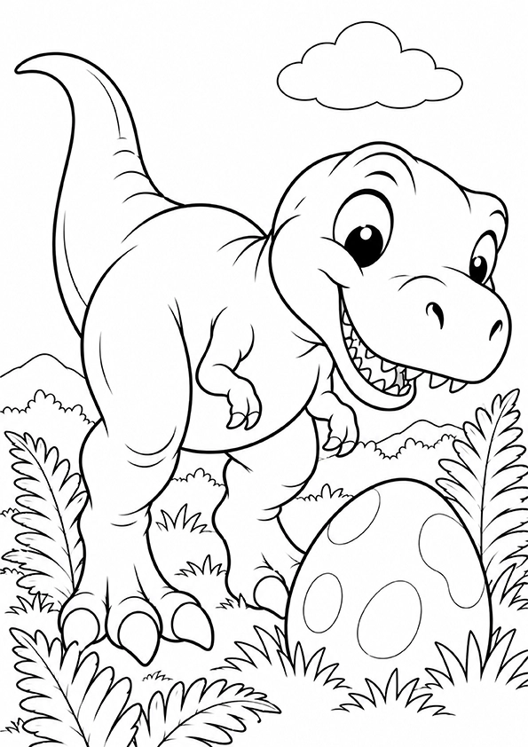 T Rex And Dinosaur Egg coloring page