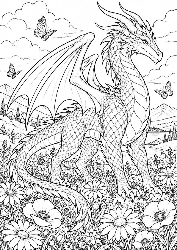 Meadow Dragon coloring page