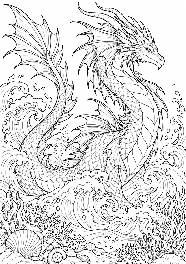 Ocean Dragon coloring page