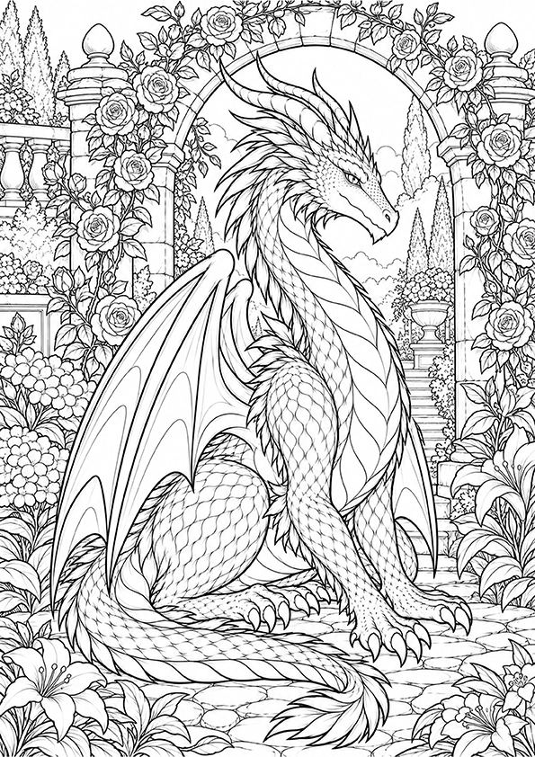 Secret Garden Dragon coloring page