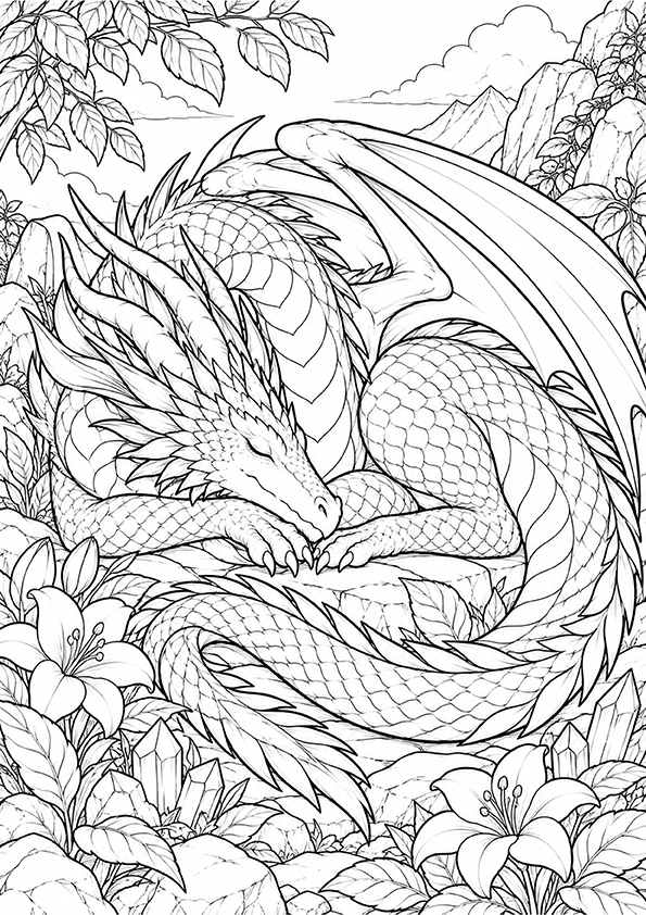 Sleeping Dragon coloring page