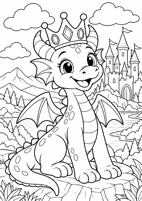 Dragon Wearing A Crown coloring page
