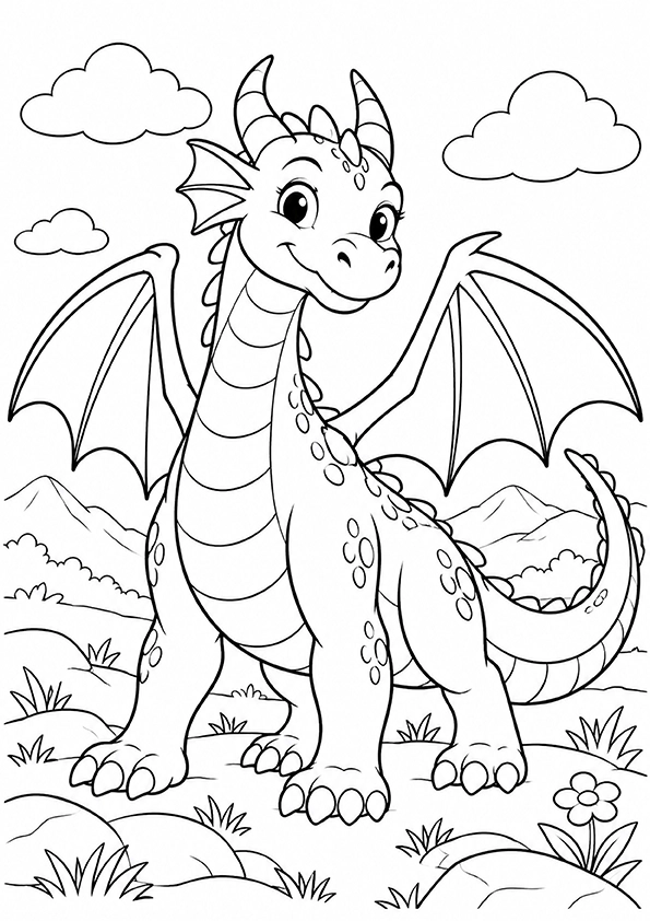 Friendly Dragon coloring page