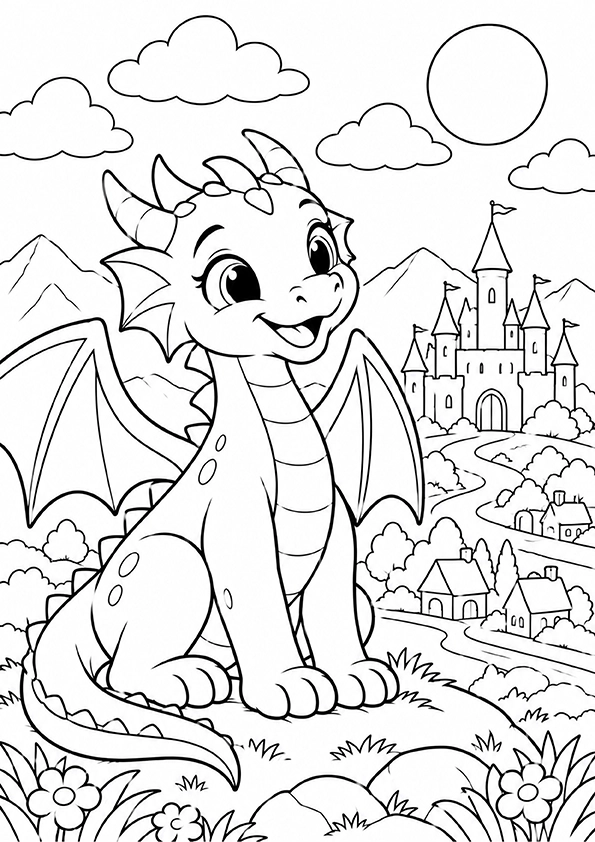 Happy Dragon Kingdom coloring page