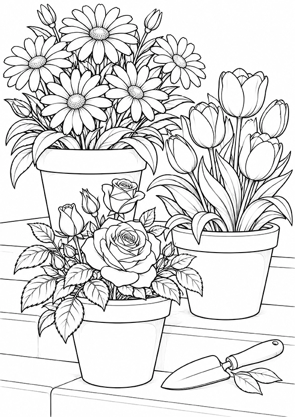 Flower Pot Garden coloring page