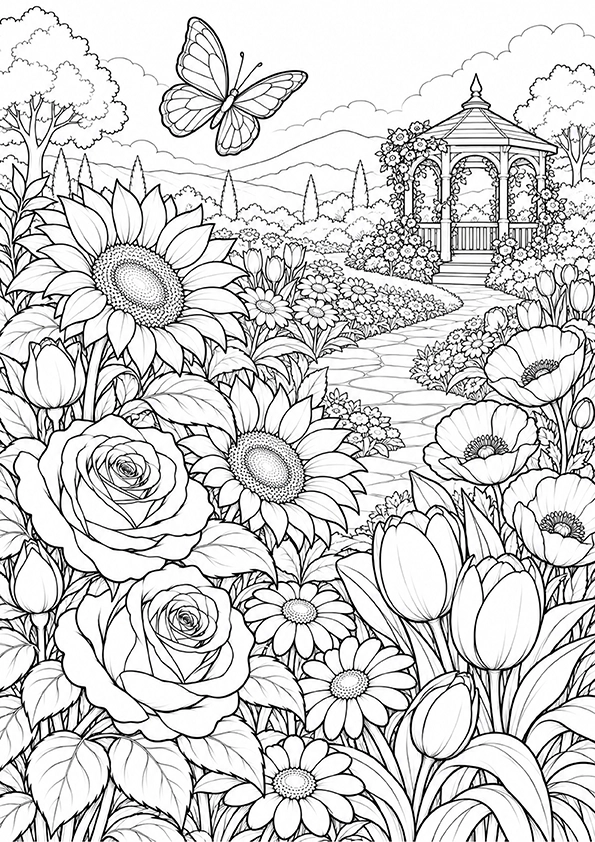 Garden Of Flowers coloring page