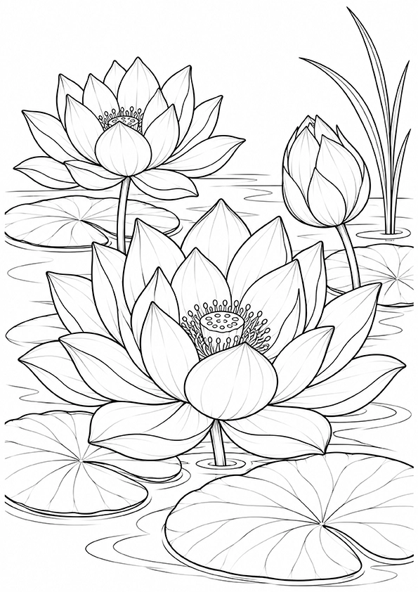 Lotus Pond coloring page