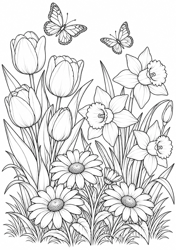 Spring Flower Garden coloring page