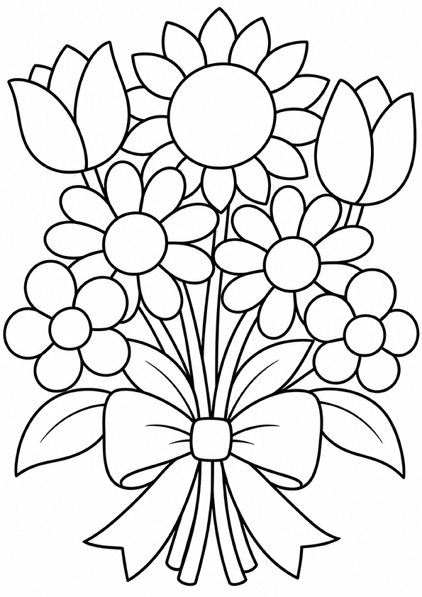 Big Flower Bouquet coloring page