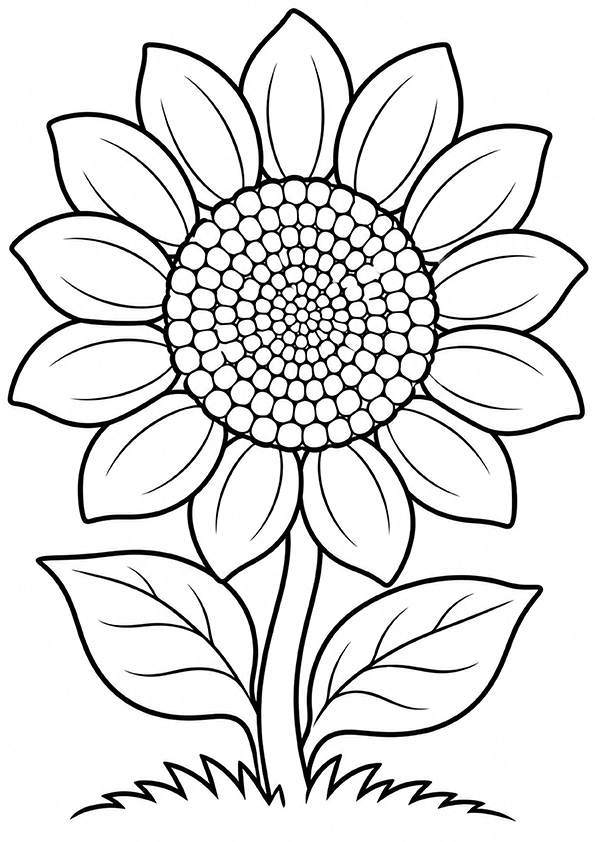 Big Happy Sunflower coloring page