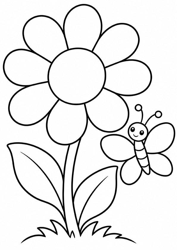 Daisy And Butterfly coloring page