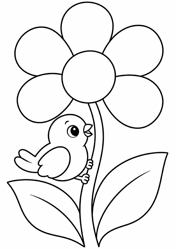 Flower And Bird coloring page