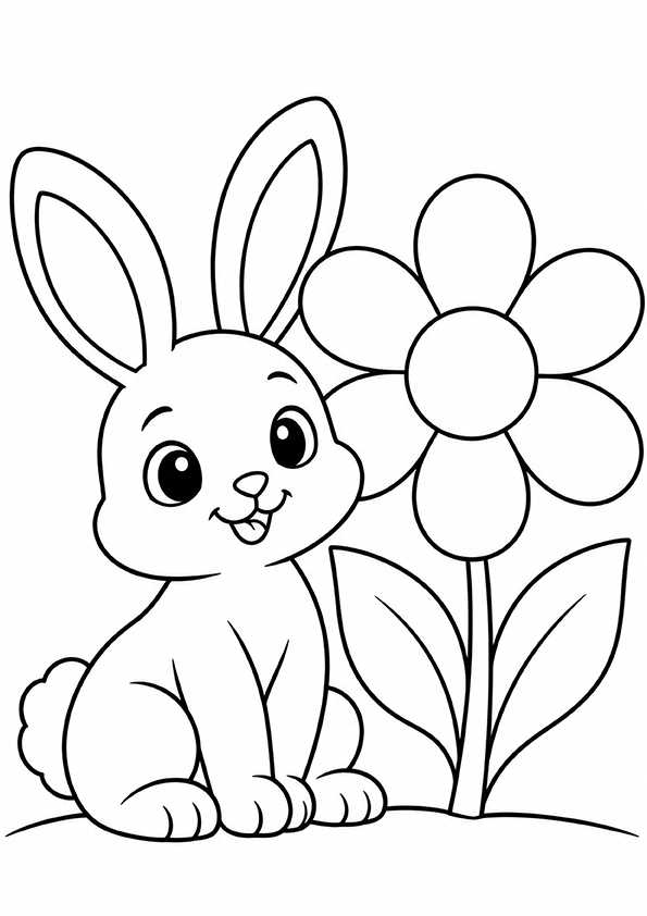 Flower And Bunny coloring page