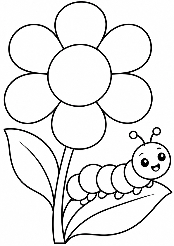 Flower And Caterpillar coloring page