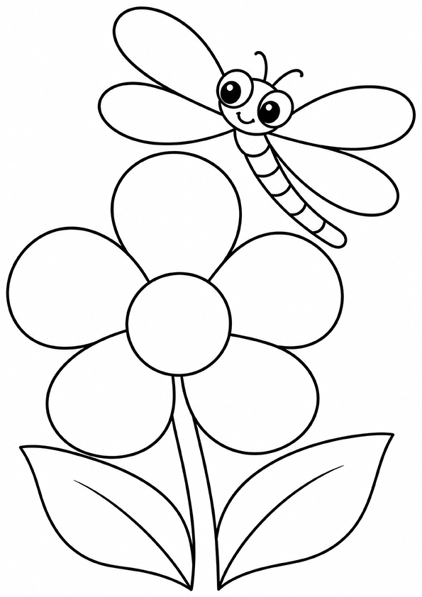 Flower And Dragonfly coloring page
