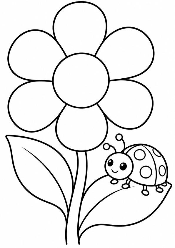 Flower And Ladybug coloring page