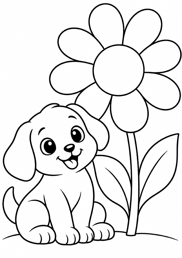 Flower And Puppy coloring page
