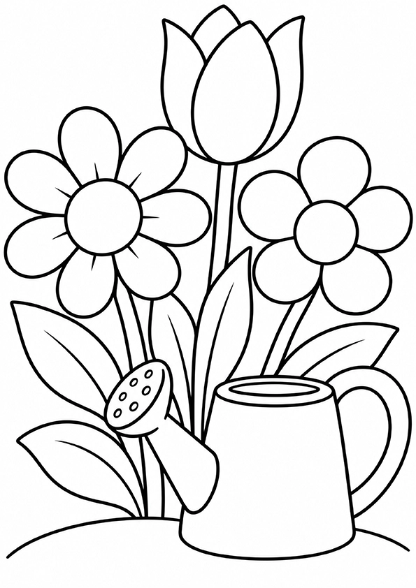 Flower Watering Can coloring page