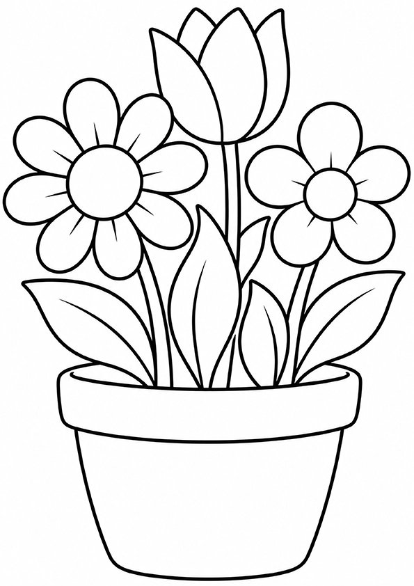 Flowers In A Pot coloring page