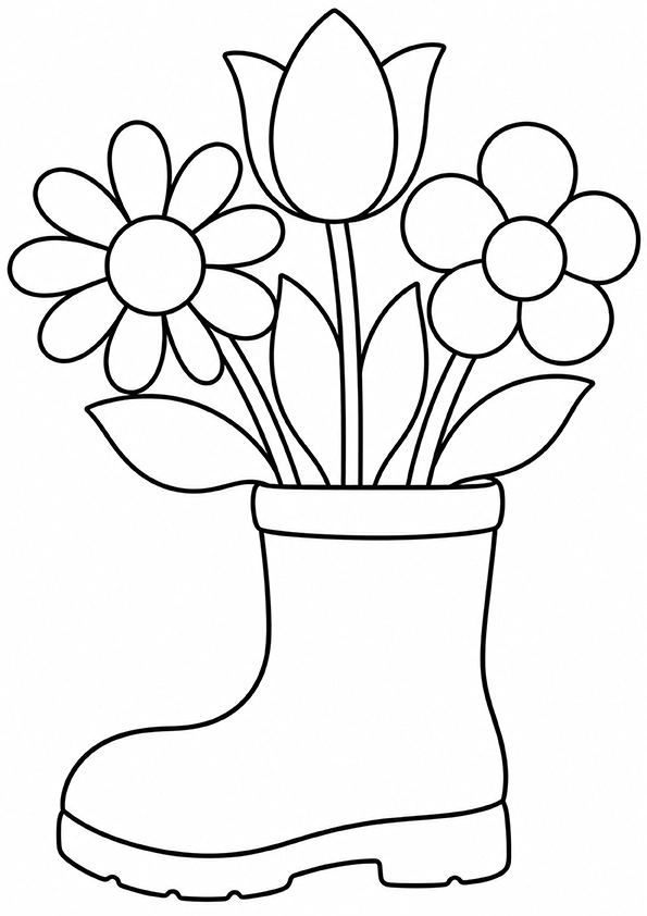 Flowers In A Rain Boot coloring page