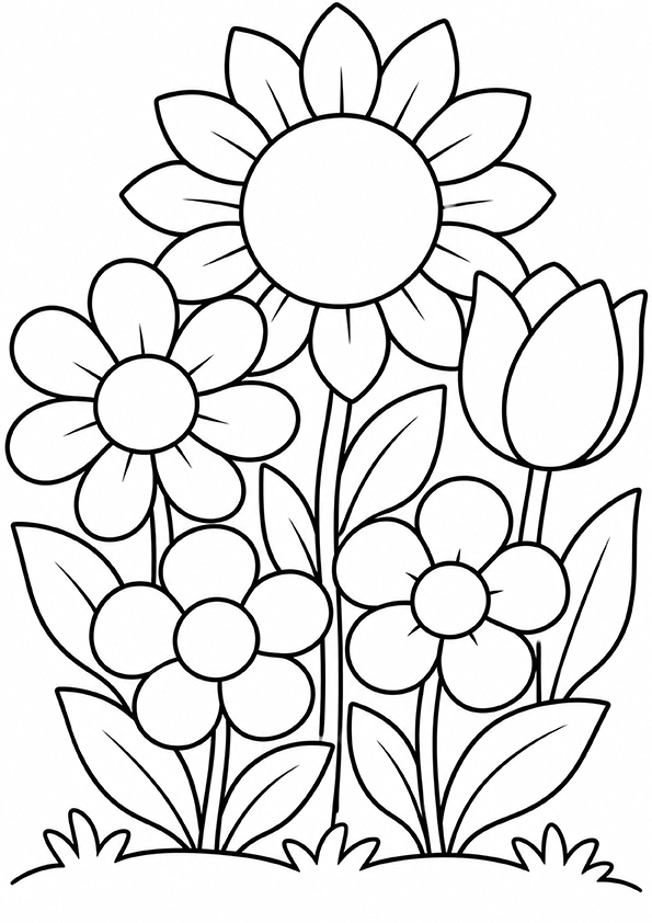 Happy Flower Garden coloring page