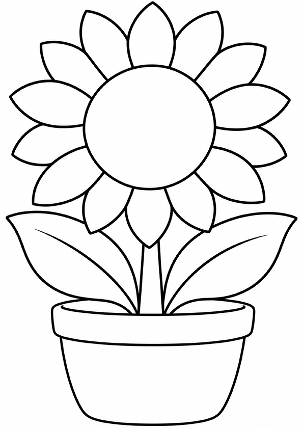 Sunflower In A Pot coloring page