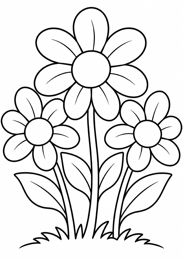 Three Happy Daisies coloring page