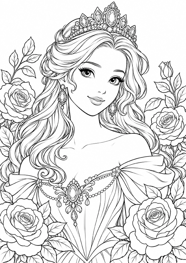 Princess With A Royal Crown coloring page