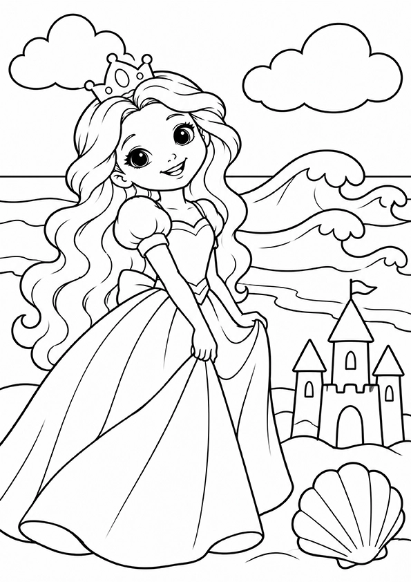 Princess By The Sea coloring page
