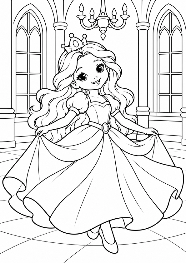 Princess Dancing At The Ball coloring page